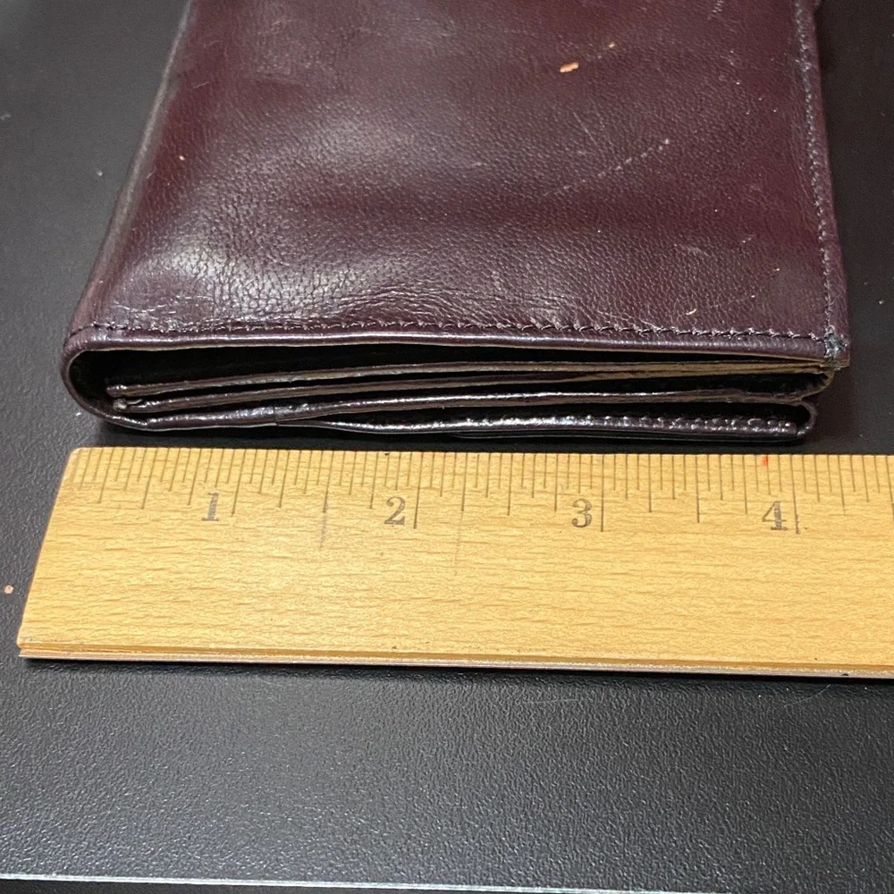 Elegant Carlo Amboldi Dark Brown Leather vintage checkbook wallet